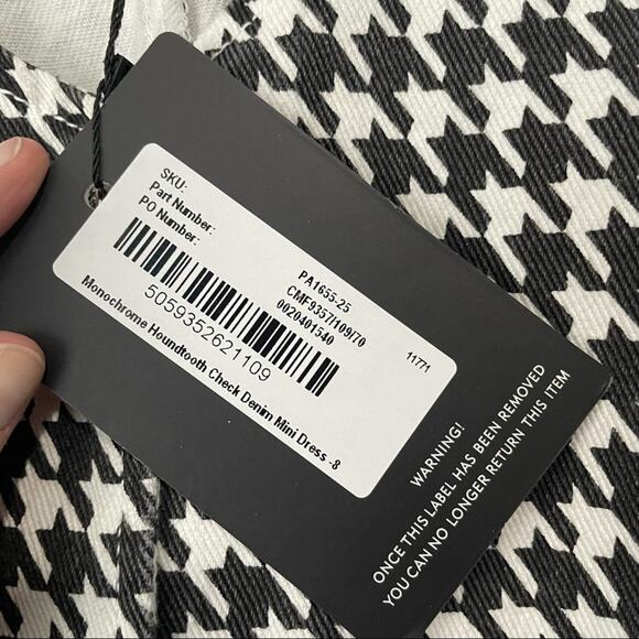 PrettyLittleThing micro chrome houndstooth check denim mini dress NWT size US 4 - Picture 10 of 14